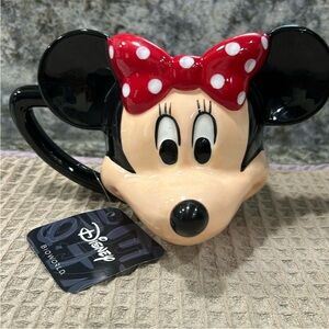 NWT Disney Minnie Mouse 3D Ceramic Mug Red Polka Dot Bow Cup